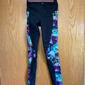 Athleta Black Leggings with Multicolor Panels